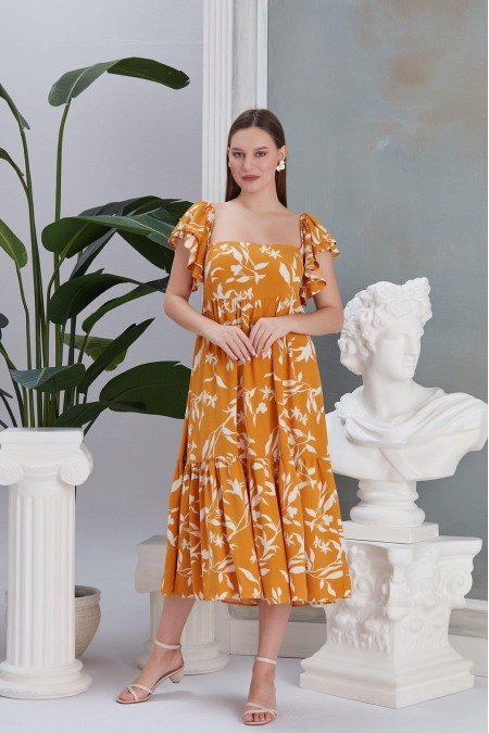 Desenli Elbise Viscon Kumaş Desenli Elbise Viscon Kumaş