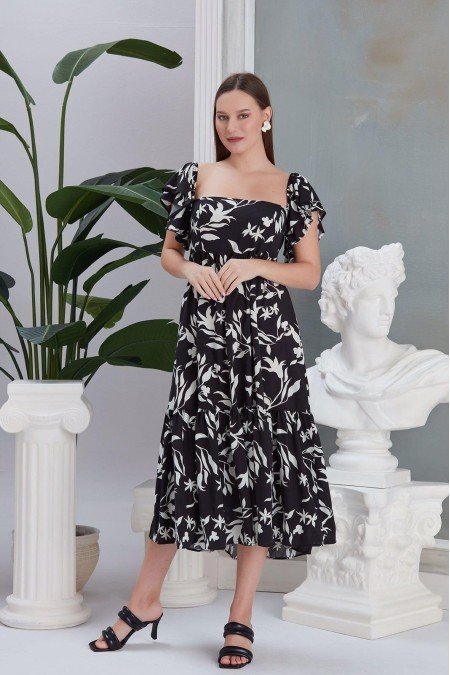 Desenli Elbise Viscon Kumaş Desenli Elbise Viscon Kumaş