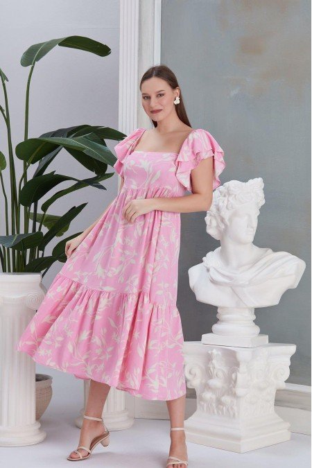 Desenli Elbise Viscon Kumaş Desenli Elbise Viscon Kumaş