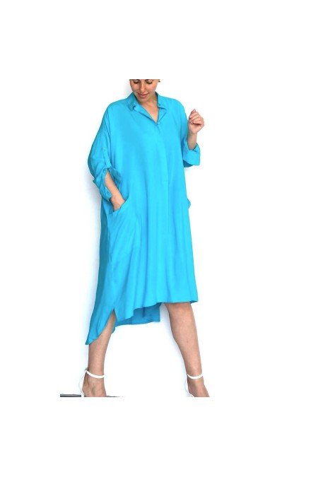 Mavi Elbise Viscon Kumaş