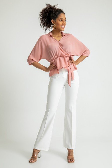 Beyaz Pantolon Atlas Kumaş