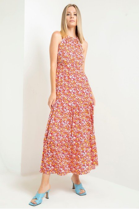 Desenli Elbise Viscon Kumaş Desenli Elbise Viscon Kumaş