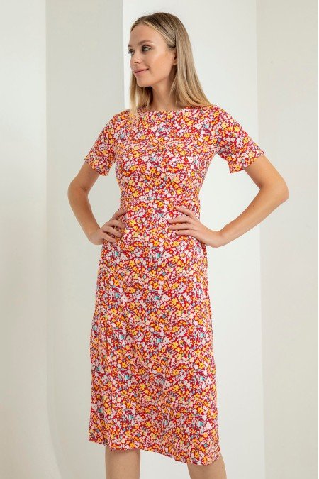 Desenli Elbise Viscon Kumaş Desenli Elbise Viscon Kumaş