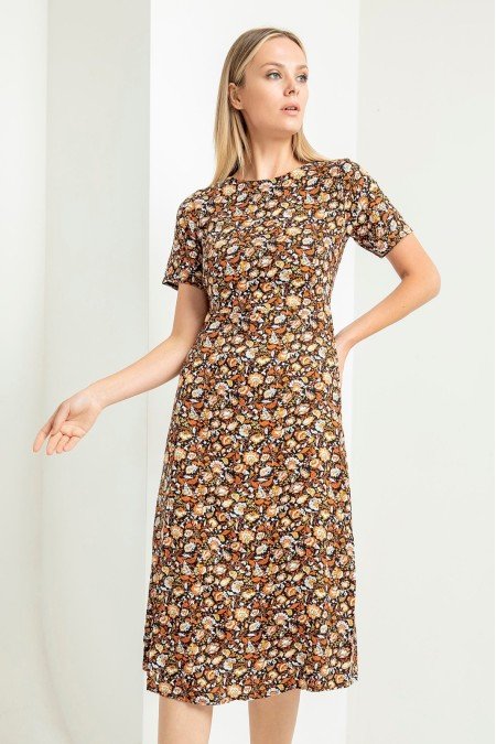 Desenli Elbise Viscon Kumaş Desenli Elbise Viscon Kumaş