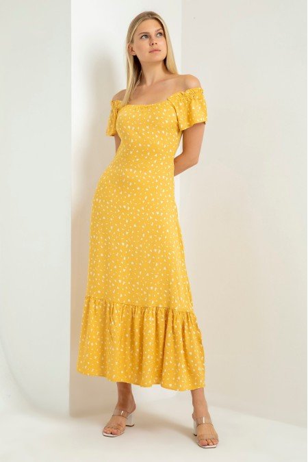 Desenli Elbise Viscon Kumaş Desenli Elbise Viscon Kumaş