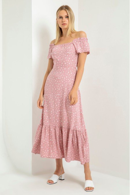 Desenli Elbise Viscon Kumaş Desenli Elbise Viscon Kumaş