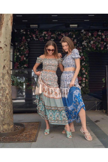 Mavi Desenli Elbise