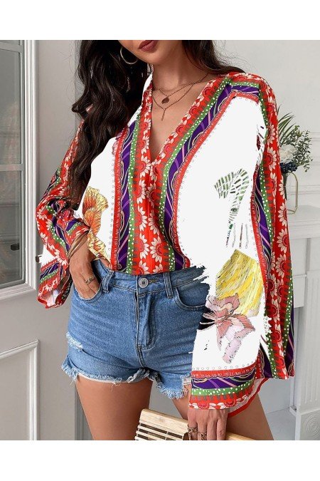 Desenli Bluz Jennyfer Krep Kumaş