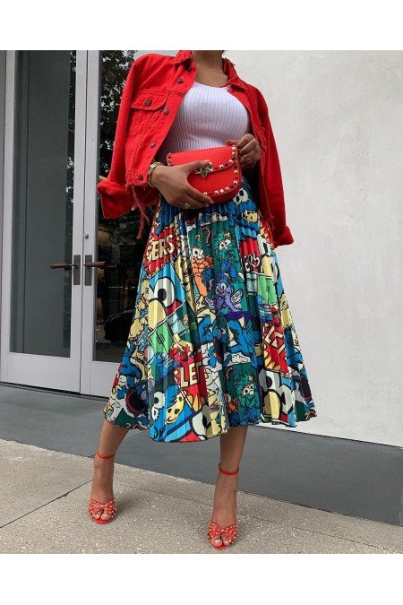 Desenli Etek Jennyfer Krep Kumaş