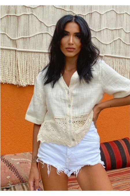 Sarı Bluz Keten Kumaş