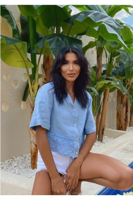 Mavi Bluz Keten Kumaş