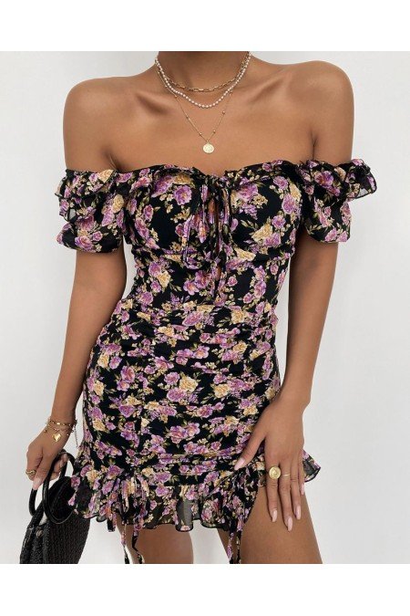 Desenli Elbise Şifon Kumaş Desenli Elbise Şifon Kumaş