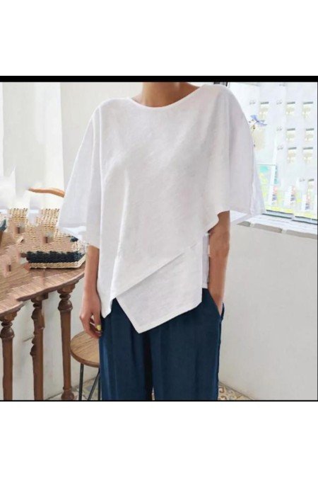 Beyaz Bluz Keten Kumaş