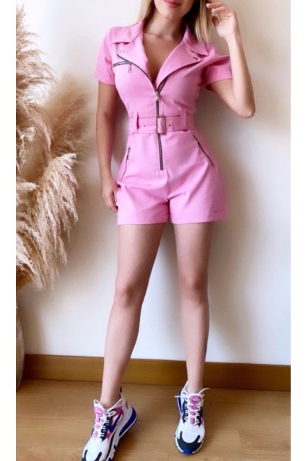 Pembe Tulum Şort Pembe Tulum Şort