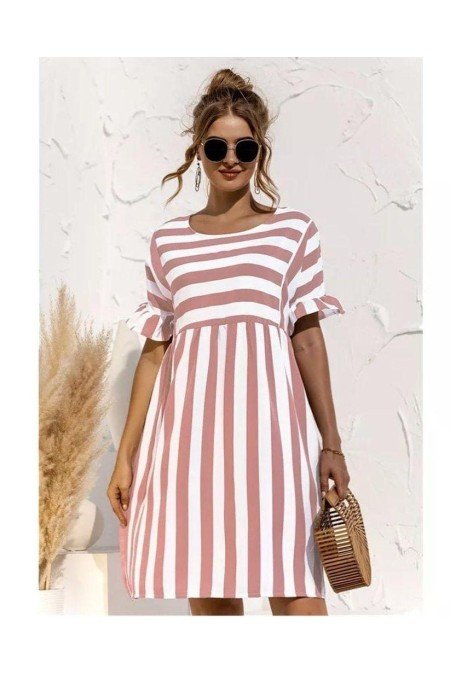 Çizgili Elbise Poplin Kumaş Çizgili Elbise Poplin Kumaş