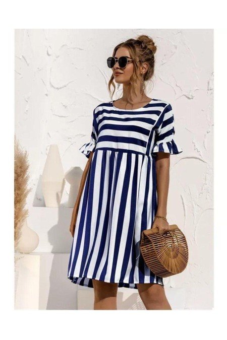 Çizgili Elbise Poplin Kumaş Çizgili Elbise Poplin Kumaş