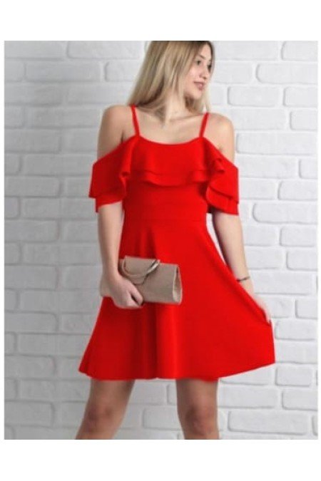 Kırmızı Elbise Crep Kumaş