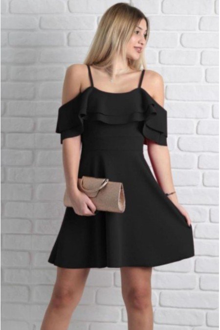 Siyah Elbise Krep Kumaş Siyah Elbise Krep Kumaş