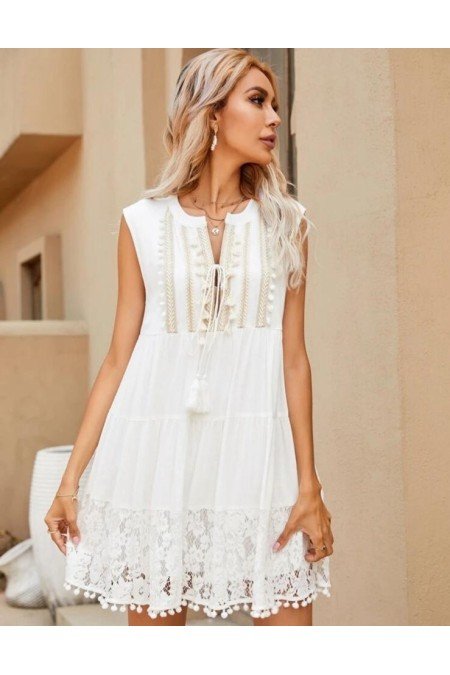 Beyaz Elbise Jessica Kumaş