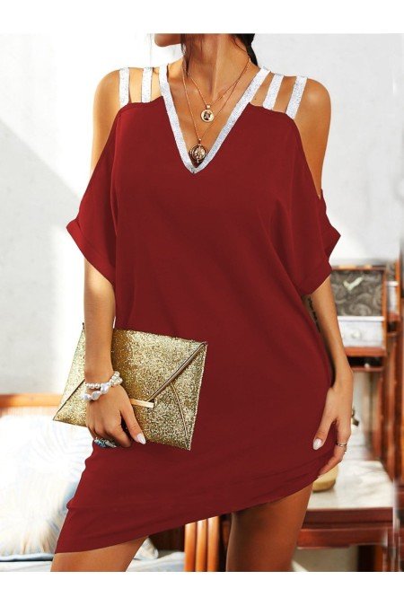 Bordo Elbise Viscon Kumaş Bordo Elbise Viscon Kumaş