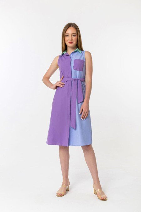 Desenli Elbise Poplin Kumaş Desenli Elbise Poplin Kumaş