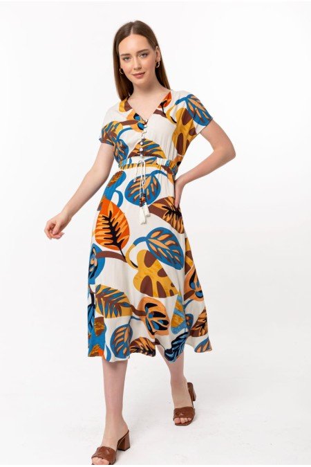 Desenli Elbise Viscon Kumaş