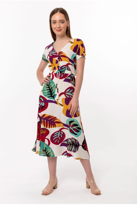 Desenli Elbise Viscon Kumaş