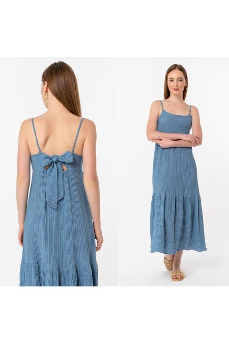 İndigo Elbise Pamuklu