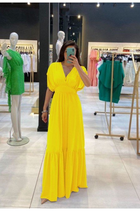 Sarı Elbise Şifon Kumaş