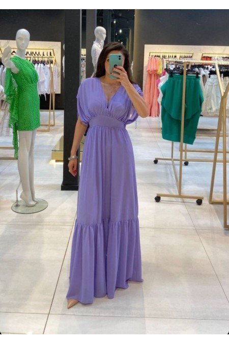 Lila Elbise Şifon Kumaş