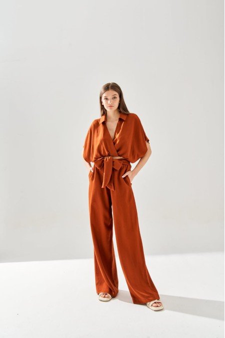 Kiremit Takım Keten Kumaş Kiremit Takım Keten Kumaş