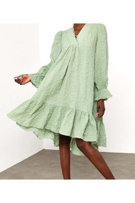 Yeşil Elbise Vual Kumaş