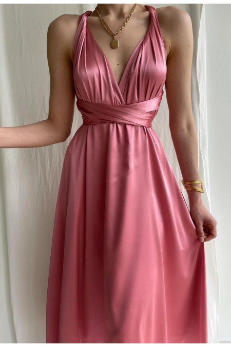 Gül Kurusu Elbise Saten Kumaş