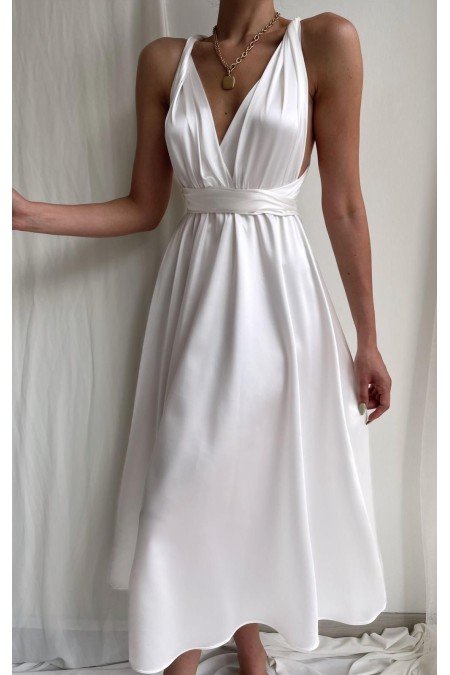 Beyaz Elbise Saten Kumaş