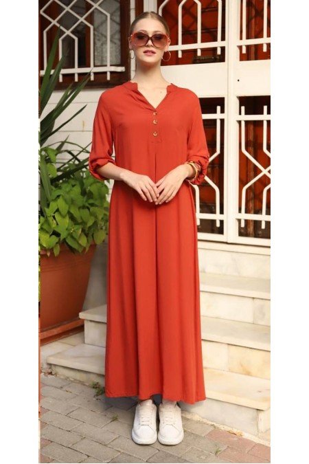 Orange Elbise Viscon Kumaş Orange Elbise Viscon Kumaş