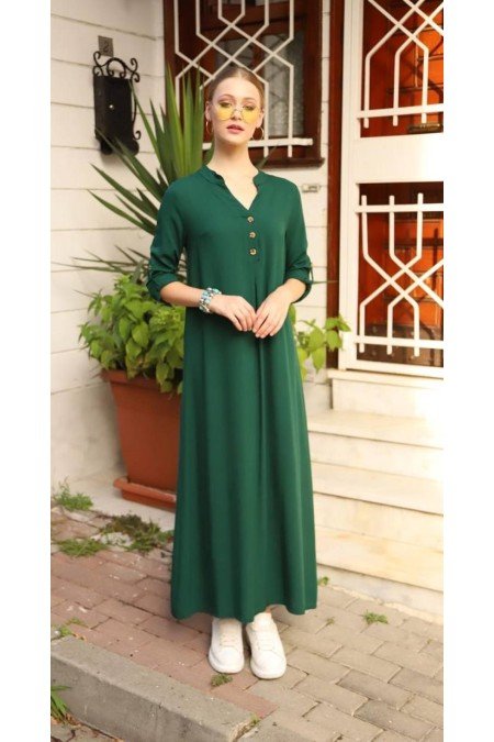 Yeşil Elbise Viscon Kumaş Yeşil Elbise Viscon Kumaş