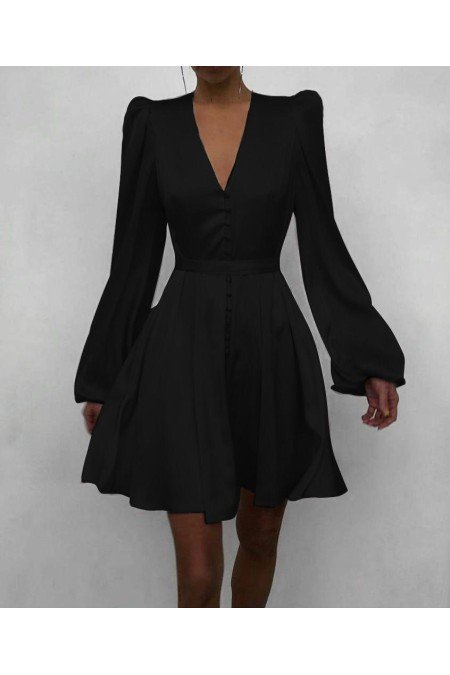 Siyah Elbise Saten Kumaş Siyah Elbise Saten Kumaş