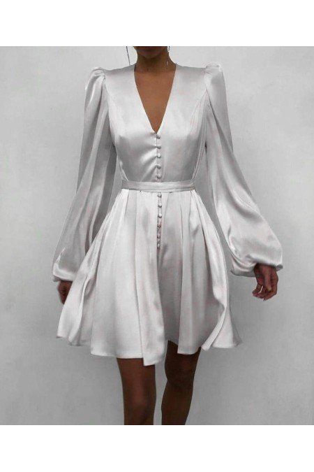 Beyaz Elbise Saten Kumaş Beyaz Elbise Saten Kumaş