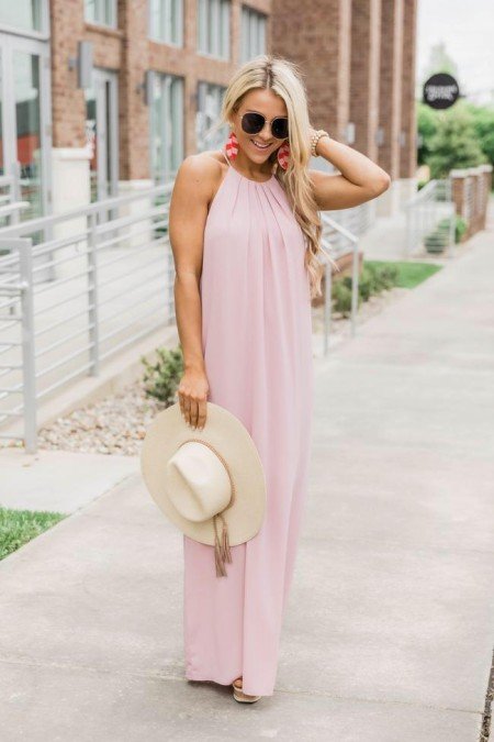 Pembe Elbise Şifon Kumaş Pembe Elbise Şifon Kumaş