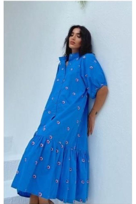 Mavi Elbise Poplin Kumaş Mavi Elbise Poplin Kumaş