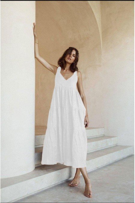 Beyaz Elbise Trikoton Kumaş Beyaz Elbise Trikoton Kumaş