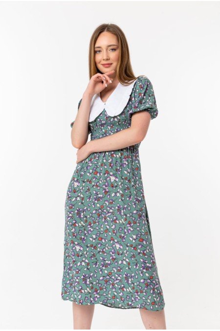 Yeşil Elbise Viscon Kumaş Yeşil Elbise Viscon Kumaş