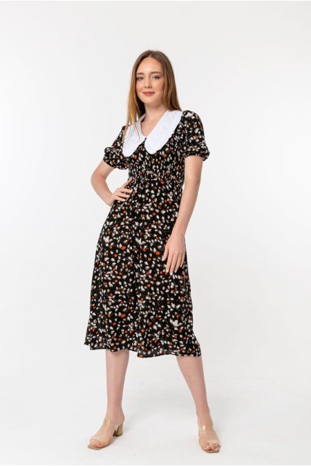 Siyah Elbise Viscon Kumaş Siyah Elbise Viscon Kumaş