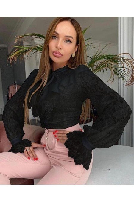 Siyah Gömlek Dantelli