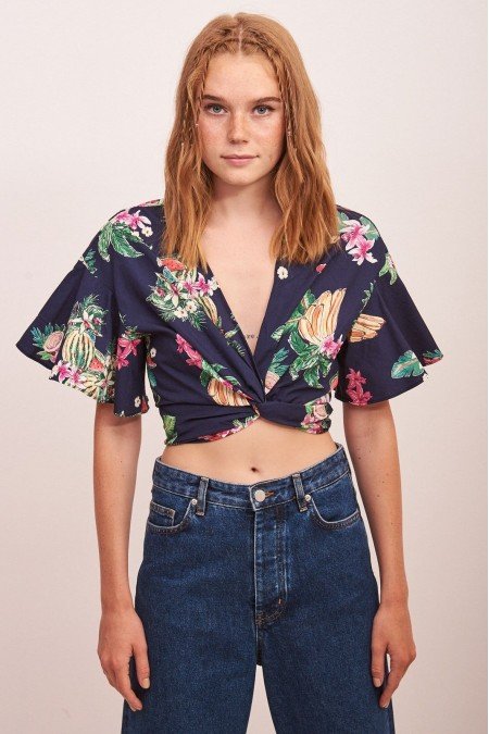 Desenli Bluz Crop