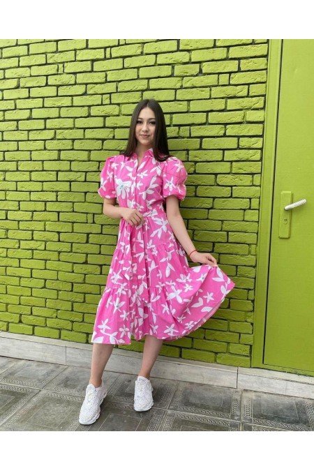 Pembe Elbise Poplin Kumaş Pembe Elbise Poplin Kumaş