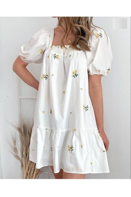 Beyaz Elbise Tricoton Kumaş Beyaz Elbise Tricoton Kumaş