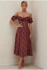 Bordo Elbise Crep Kumaş Bordo Elbise Crep Kumaş