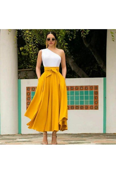 Hardal Etek Viscon Kumaş Hardal Etek Viscon Kumaş