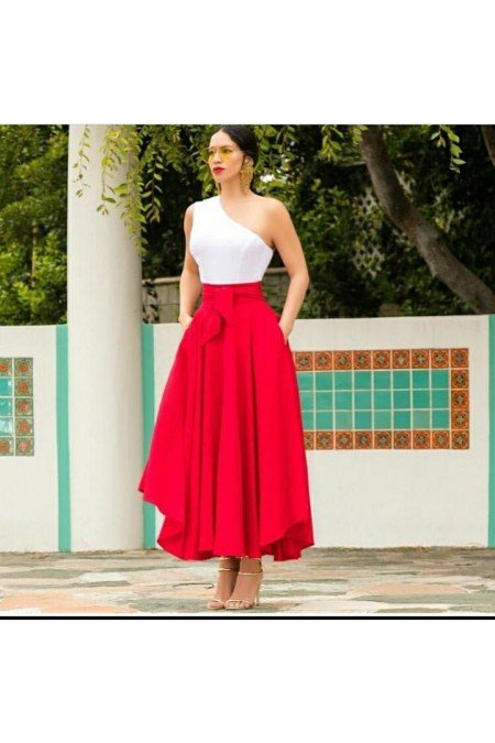 Kırmızı Etek Viscon Kumaş Kırmızı Etek Viscon Kumaş